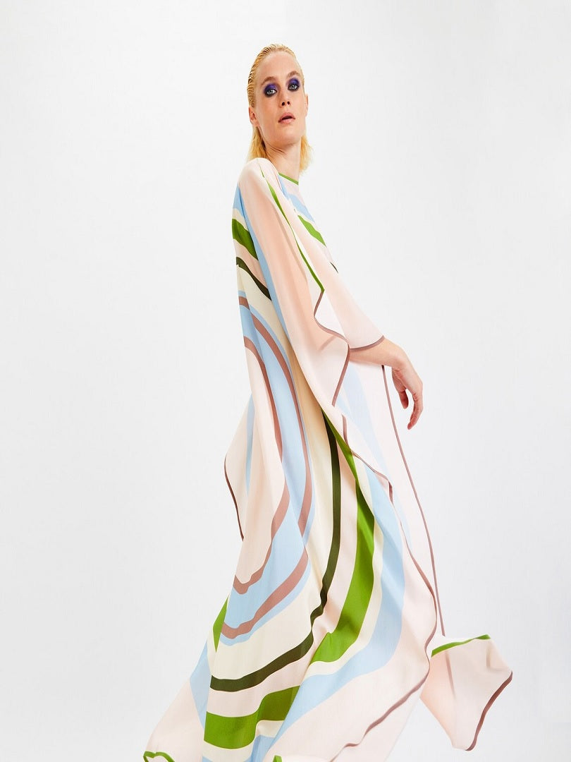 Casual Wear Circular Printed Silk Crepe Kaftan For Women J5687 image 4