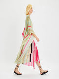 Silk Crepe Stripe Printed Kaftan Top J5688 image 4