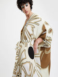 V-Neck Belted Floral Printed French Moss Kaftan For Women J5690 image 4