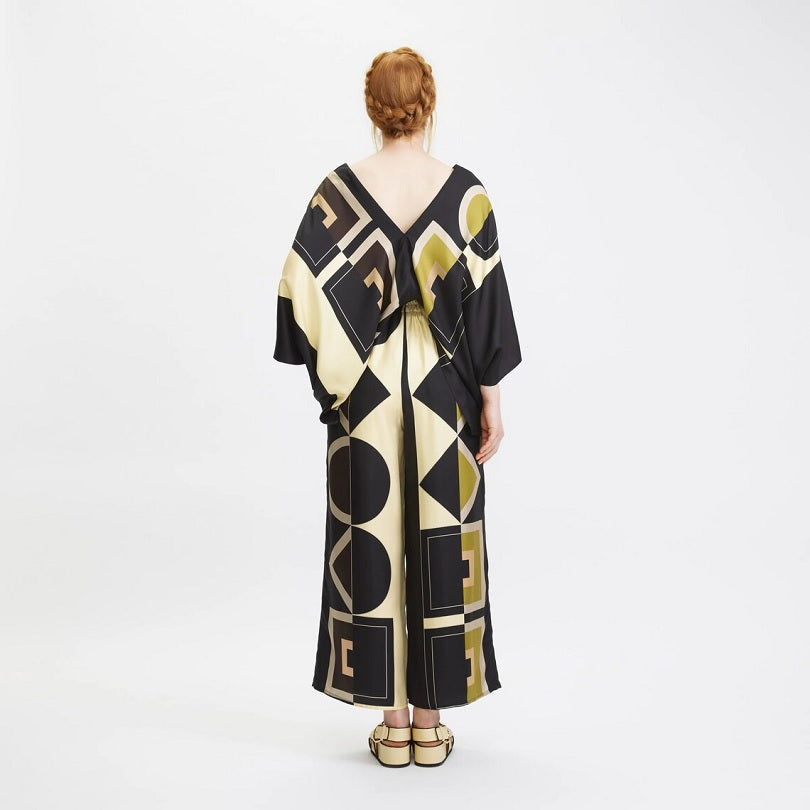 Soft Satin Silk Two Piece Top And Pant Geometric Printed Co Ord Set J5786 image 2