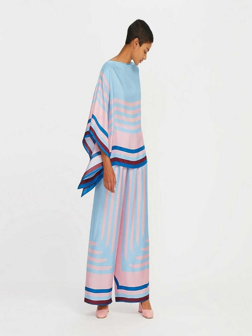 Attractive Women Stripped Printed Soft Satin Silk Coord Sets J5642 image 4