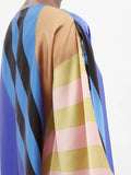 Striped Printed Lounge Wear Soft Satin Silk Kaftan J5651 image 4