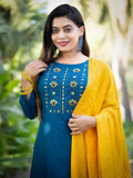 Rayon Slub Embroidery Work Salwar Kameez With Dupatta image 4