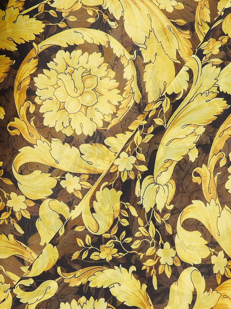 Floral Black Gold Women Georgette Printed Long Kaftan Dress J5764 image 4