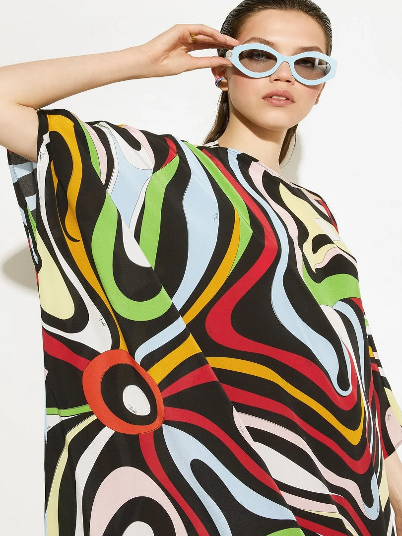Casual Wear Silk Crepe Abstract Printed Free Size Kaftan J5699 image 4