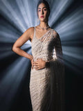 White Color Mono Net  Saree With Sequence Work Blouse image 4