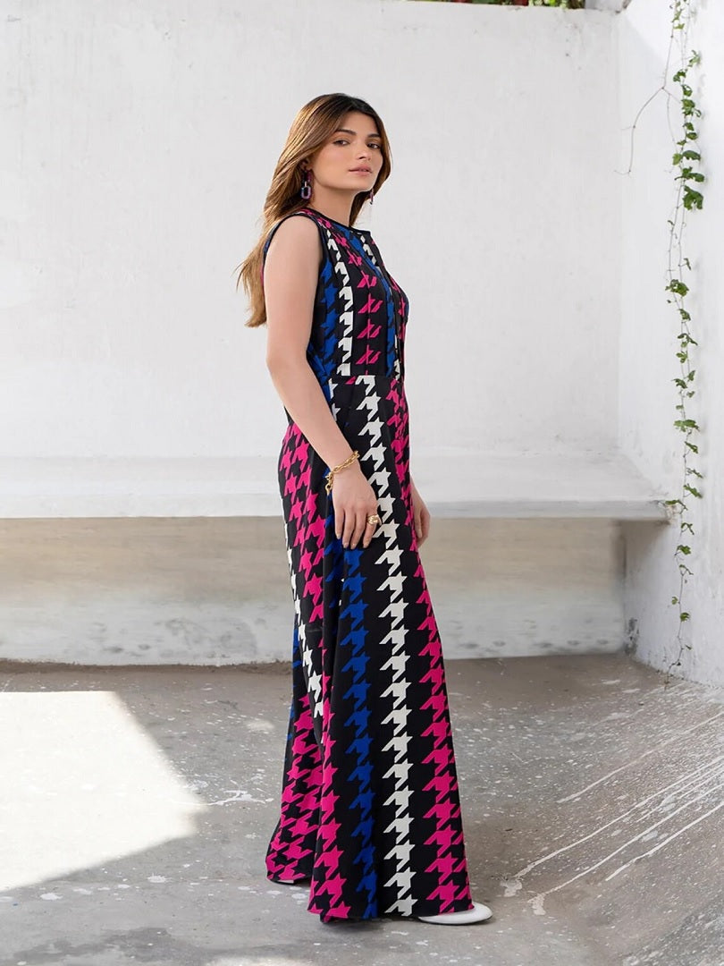 Party Wear Printed Korean Jumpsuit With Pockets J5715 image 4