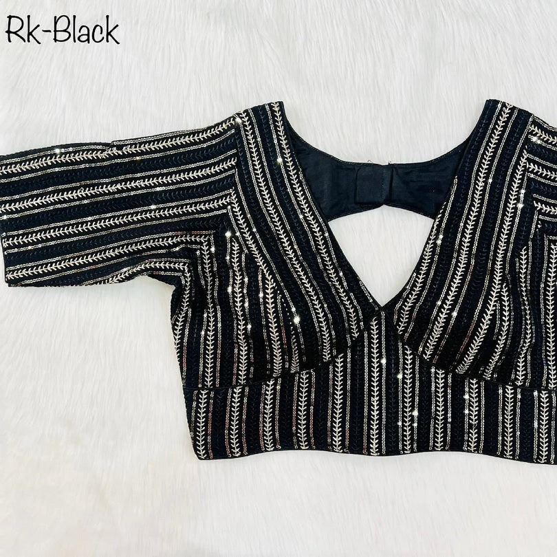 Faux Georgette With Zari Sequence Work Ready made Blouse 14-RK1 image 10