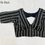 Faux Georgette With Zari Sequence Work Ready made Blouse 14-RK1 image 10