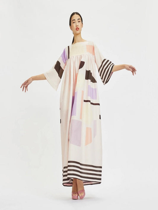 New Fancy Printed Poly Rayon Cotton Long Maxi Dress Kaftans Collection J5757 image 1