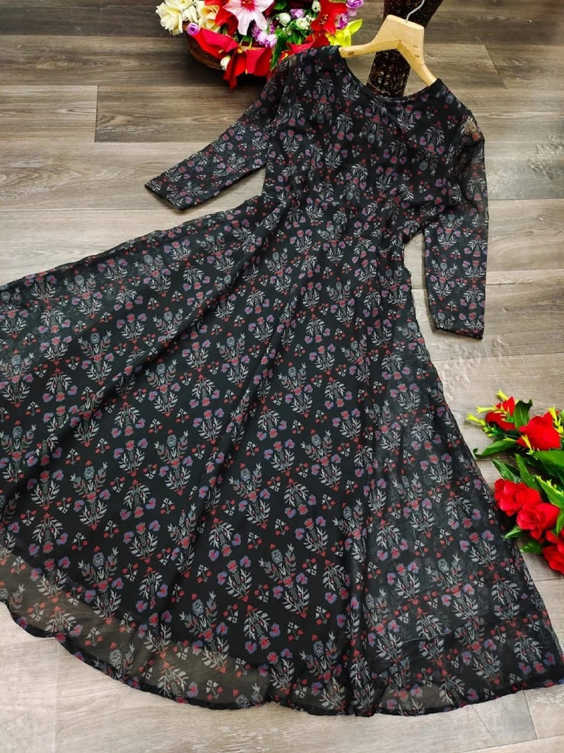 Indian Women Georgette Anarkali Kurti Readymade Fancy Dress SV image 2