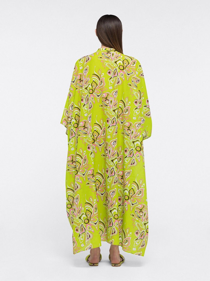 Front Open Button Style Printed French Moss Long / Short Sleeves Top Dress J5685 image 2