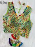 Faux Georgette Multi Color Work V Neck Full Stitched Blouse image 3