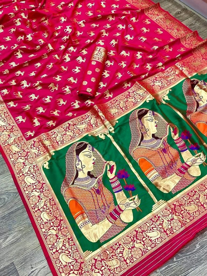 Banarasi Silk Pure Zari Golden Weaving Rich Pallu Saree image 2