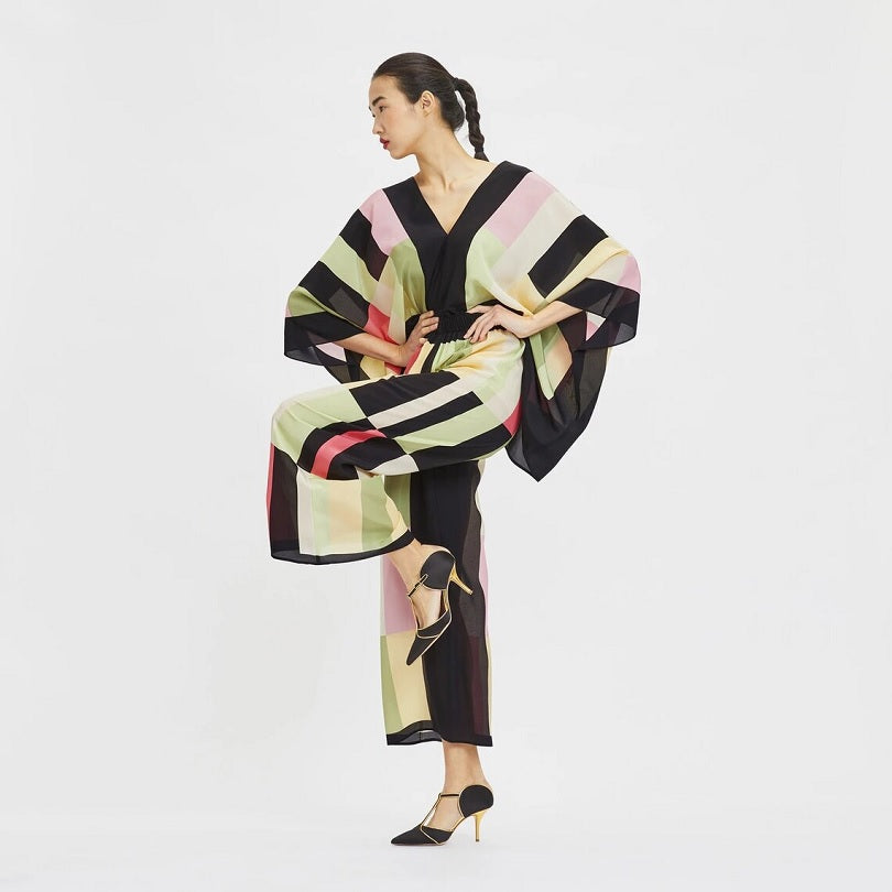 Women's Stripped Printed Kaftan Coord Sets J5641 image 4