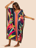 Plus Size Silk Crepe Kaftan Dress Caftan Maxi Beach Dresses J5680 image 4