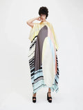 Beachwear Printed Soft Satin Silk Kaftan Top Dress For Women J5683 image 4