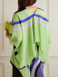 V-Neck Style Circular Printed Silk Crepe Co-ord Sets For Women And Girl's J5693 image 2