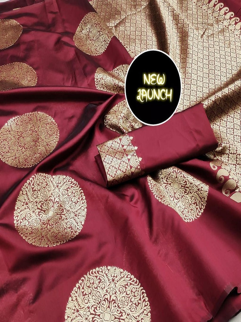 Women's Banarasi Lichi Silk Party, Wedding and Marriage Wear Saree With Blouse 11-KP19 image 4