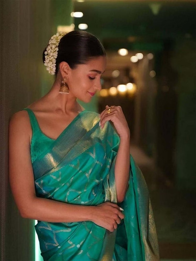 Soft Lichi Silk Rich Pallu & Jacquard Work Saree image 4