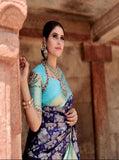 Soft Lichi Silk Jacquard Work Saree And Unstitched Blouse image 4