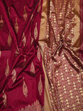 Kanchipuram Silk Saree Jacquard Border Sari Unstitched Blouse image 3