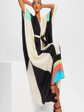 V-Neck Belt Style Women Soft Satin Silk Printed Kaftan J5631 image 4