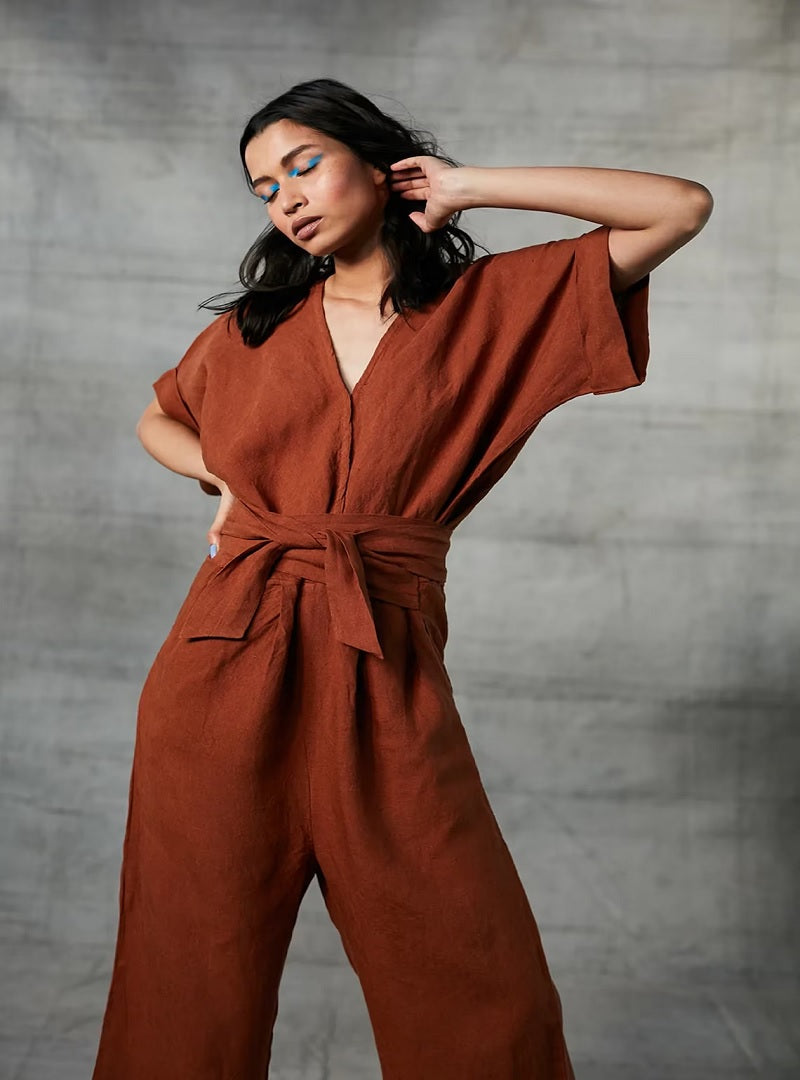 Cinnamon Linen Jumpsuit For Women image 4