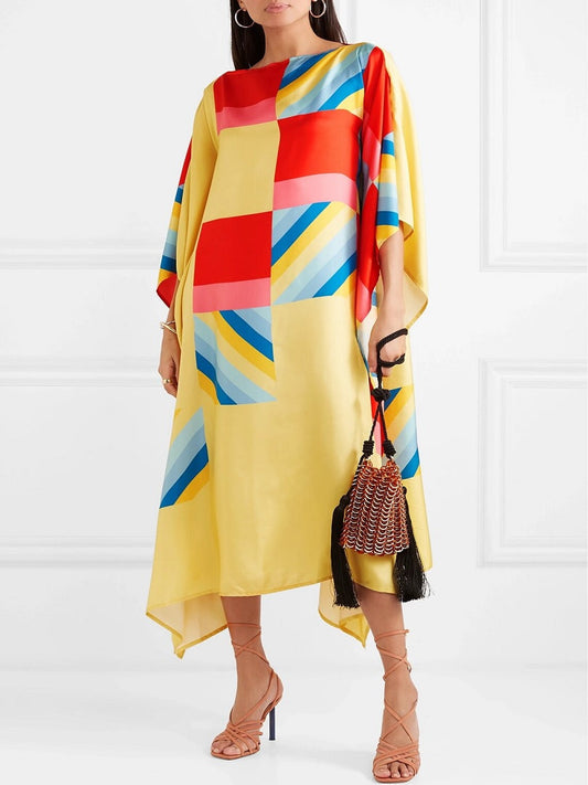 Women Digital Printed Daily Wear Striped Pattern Satin Silk Kaftan J5582 image 1