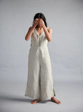 Off White Linen Jumpsuit image 1