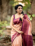 Women's Jacquard Work Soft Lichi Silk Saree With Blouse 11-KP10 image 5