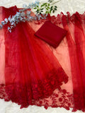 Organza Silk With Heavy Embroidery Work Saree image 3