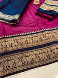Pink Ethnic Half Saree South Indian Heavy Kanchipuram Lehenga Blouse Dupatta image 4