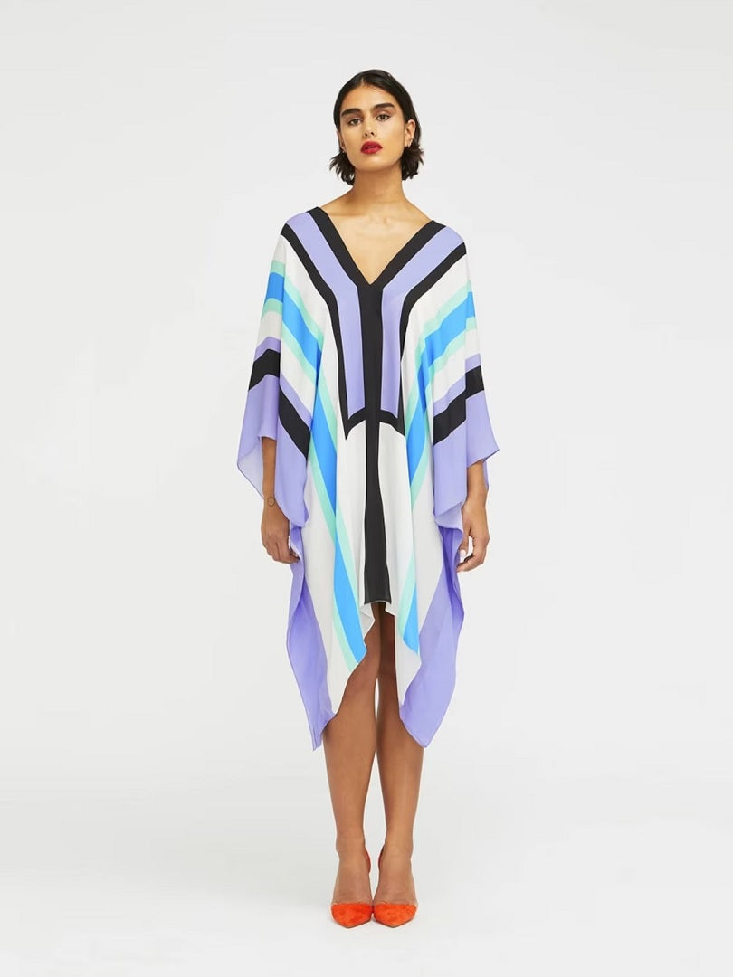 Women’s Short Printed Soft Silk Crepe Kaftan Top Daily Wear J5618 image 4