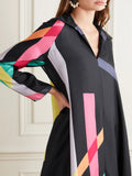 Black Fusion Soft Silk Crepe Free Size Kaftan J5619 image 4