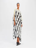 Geometric Boat Neck Style Silk Crepe Printed Kaftan J5633 image 4
