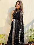 Black Georgette With Sequence Lace Work Saree image 6