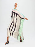 Casual Wear Printed Stripped Pattern Style Soft Satin Silk Kaftan J5634 image 4
