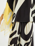 Black Silk Crepe Kaftan Top and Flared Pants Co ord Set J5644 image 4