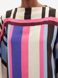Boat Neck Stripe Print Mini Kaftan Dress J5649 image 5