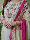 Women White Muslin Ethnic Printed Kurti with Bottom Dupatta Suit AD image 7