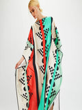 Geometric Printed Style Satin Silk Kaftan J5650 image 4