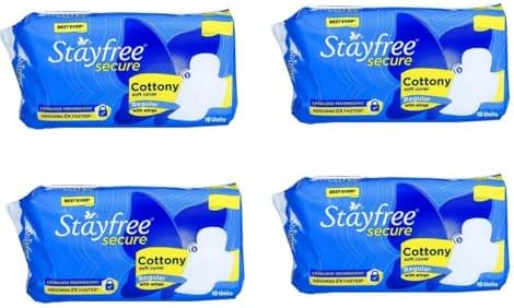 STAYFREE best Secure Cottony Soft Regular Sanitary Pad Sanitary 18 Pads Each (Pack of 4)