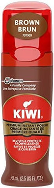 KIWI Instant Shine & Protect, Brown Liquid Shoe Polish, 2.5 oz (1 Bottle with Sponge Applicator)