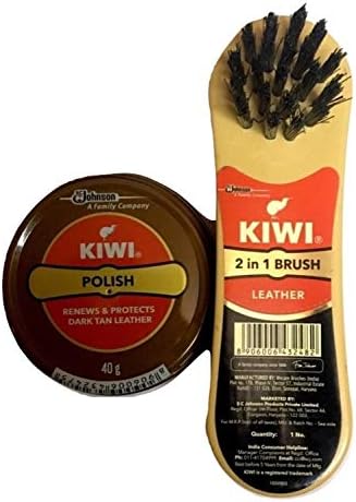 by Be The Bestest Kiwi Shoe Polish Paste B 0.2 fl oz (1, Dark Tan) with Kiwi Leather Shine Brush
