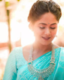 Sky Blue Soft Lichi Silk Jacquard Work Saree image 4