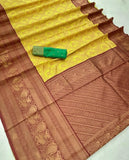 Yellow Soft Silk with Beautiful Rich Design Pallu Saree image 8