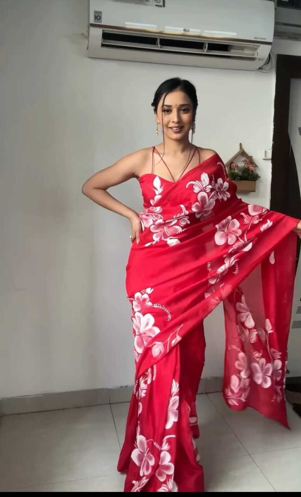 Ready To Wear Pure Soft Georgette Silk Saree With Blouse image 1