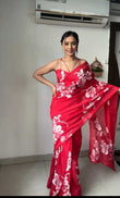 Ready To Wear Pure Soft Georgette Silk Saree With Blouse image 1