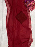 Pure Smooth Georgette Saree, Pure velvet With Sequence Work Blouse image 11